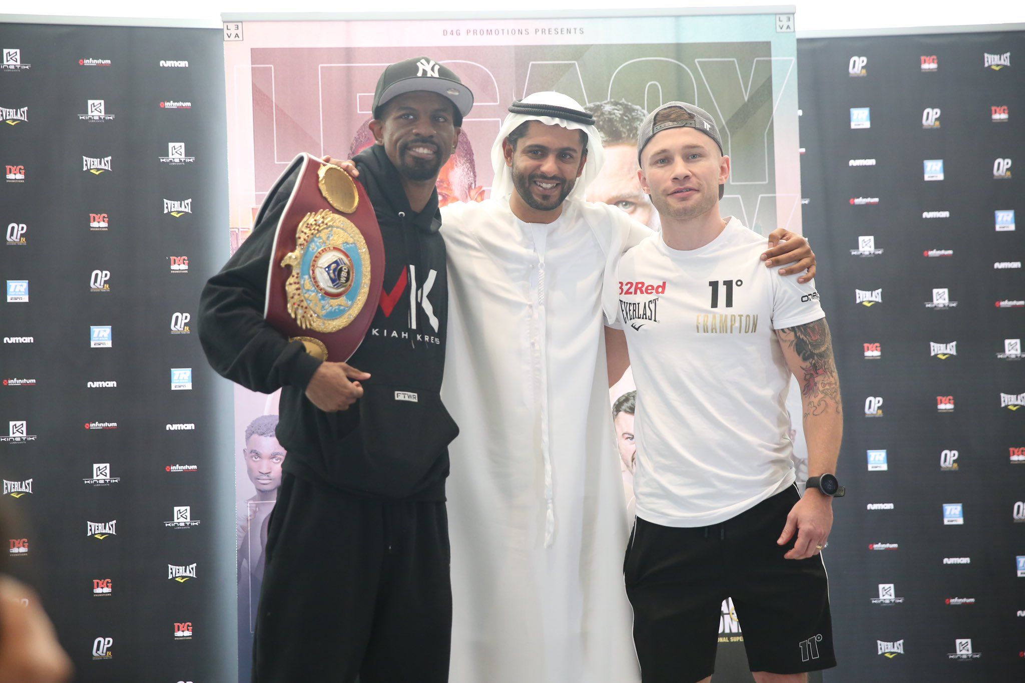 Jamel Herring and Carl Frampton with Ahmed Seddiqi of D4G Promotions at the final press conference ahead of Saturday\'s WBO super-featherweight title clash in Dubai