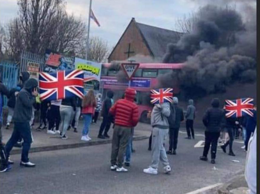 INTERFACE ATTACK: Loyalists gathered at Lanark Way to attack police and petrol bomb bus