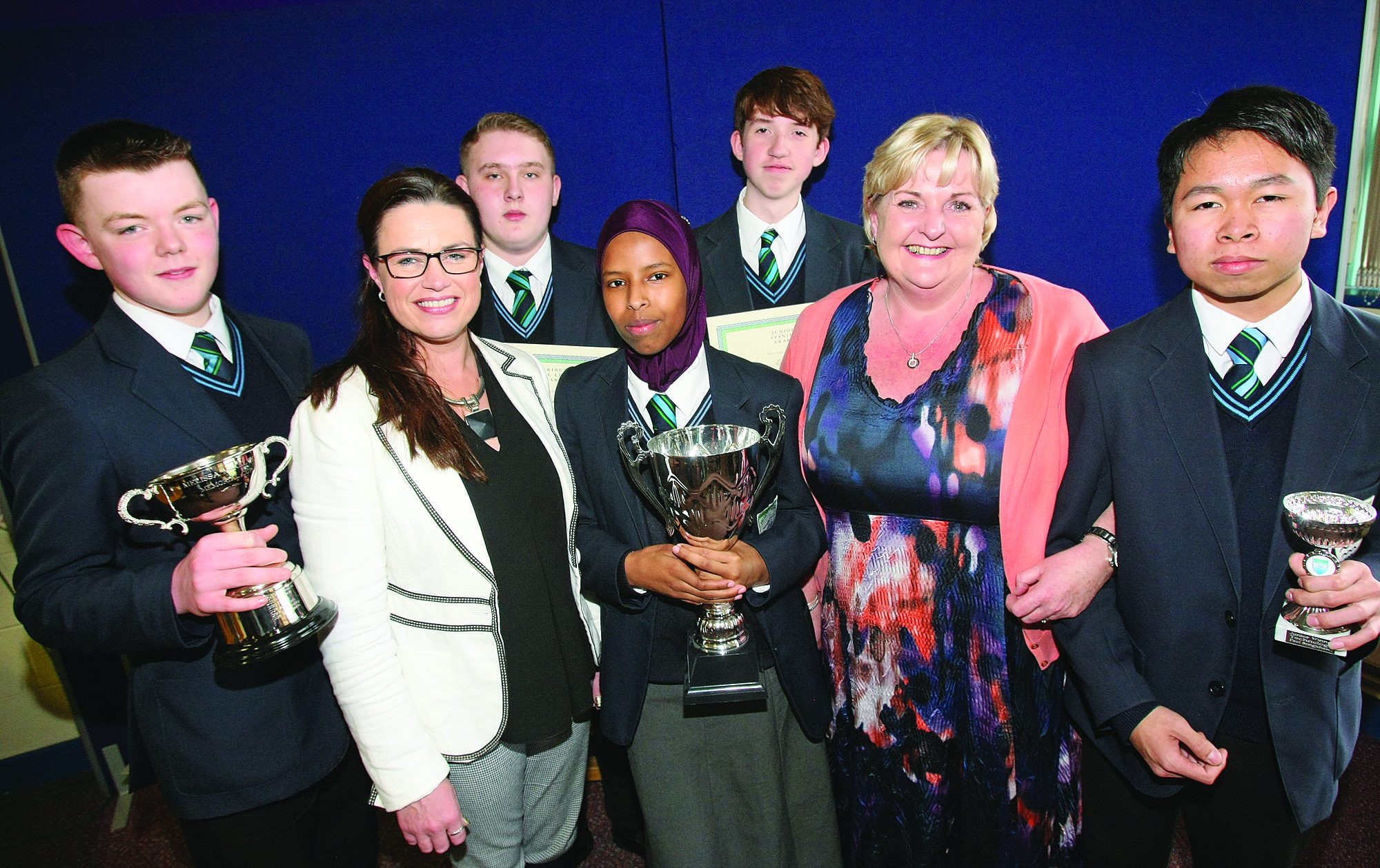 OPEN DOOR POLICY: Malone College is among schools championing diversity; principal Katrina Moore is pictured with colleagues and award-winning pupils