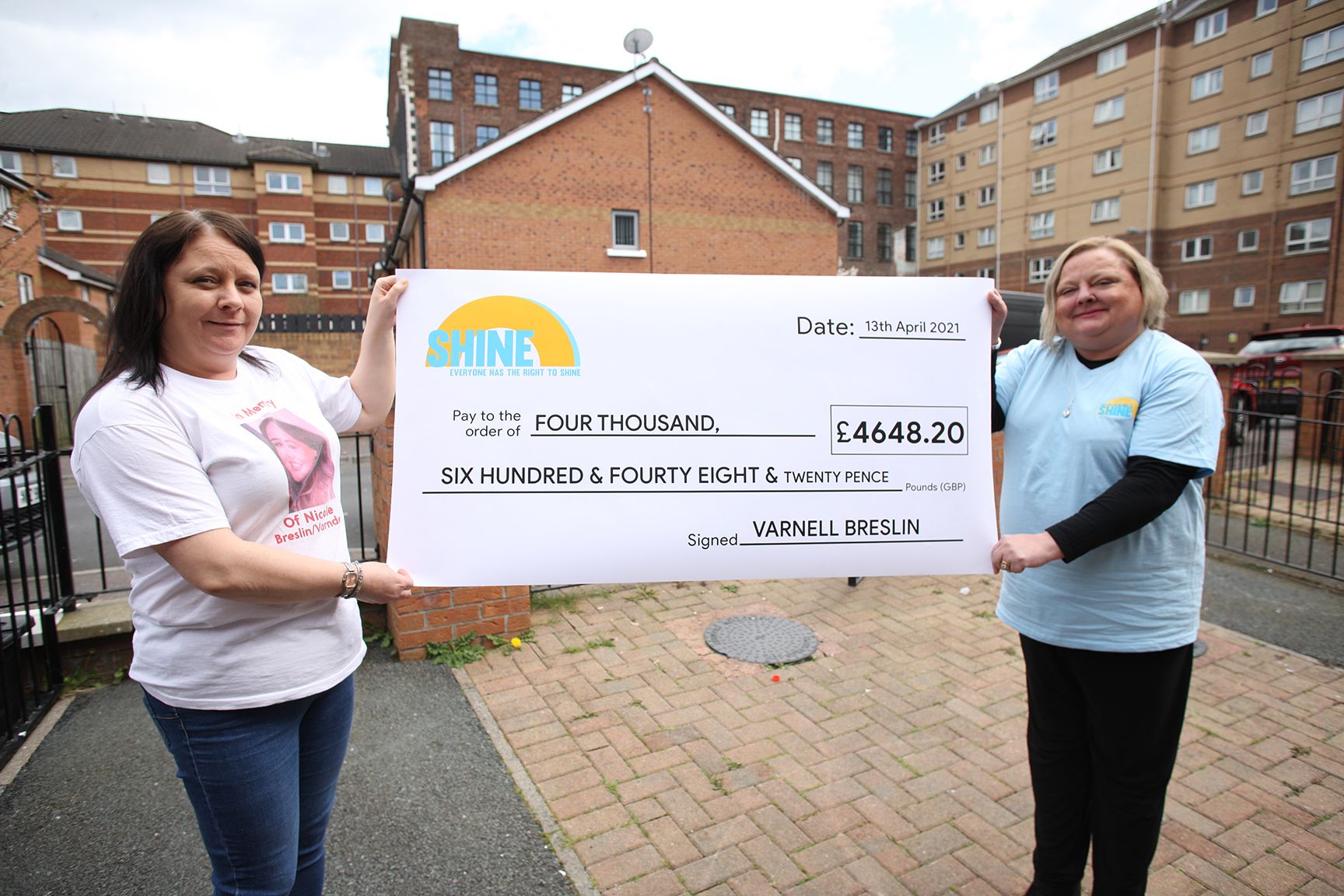 PRESENTATION: Lynne Varndell presents the cheque to Linda Harvey from SHINE Autism Support