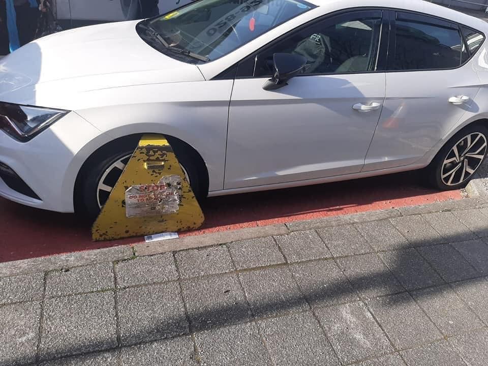 PARKING SPACE: A staff member’s car at the Royal Victoria Hospital was clamped