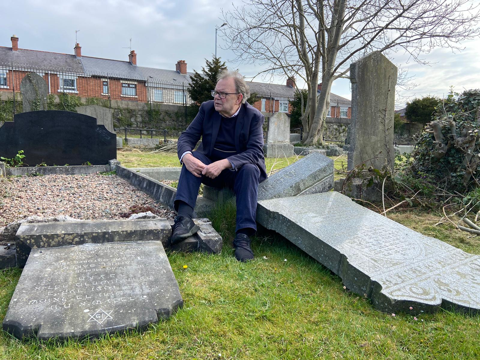 DESECRATION: Tom Hartley at the Jewish Cemetery at the City Cemetery