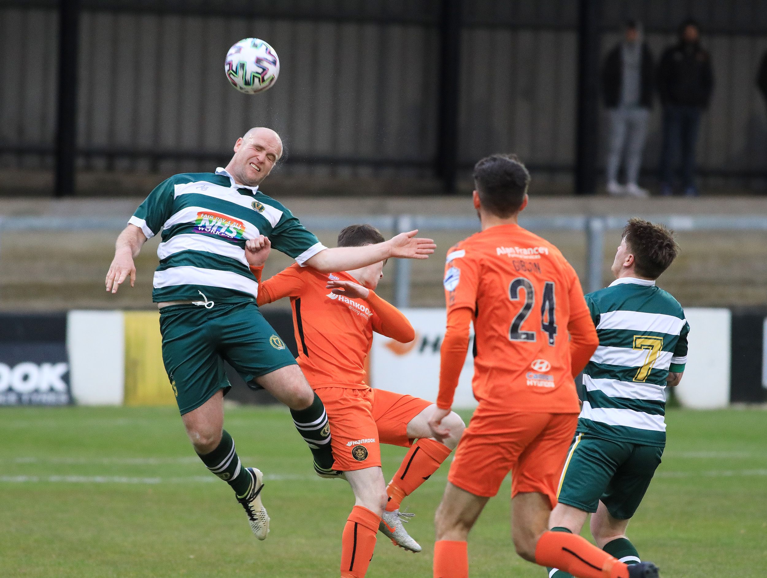 Belfast Celtic defender Stephen Tully comes under pressure during Tuesday\'s Irish Cup tie at Carrick Rangers 