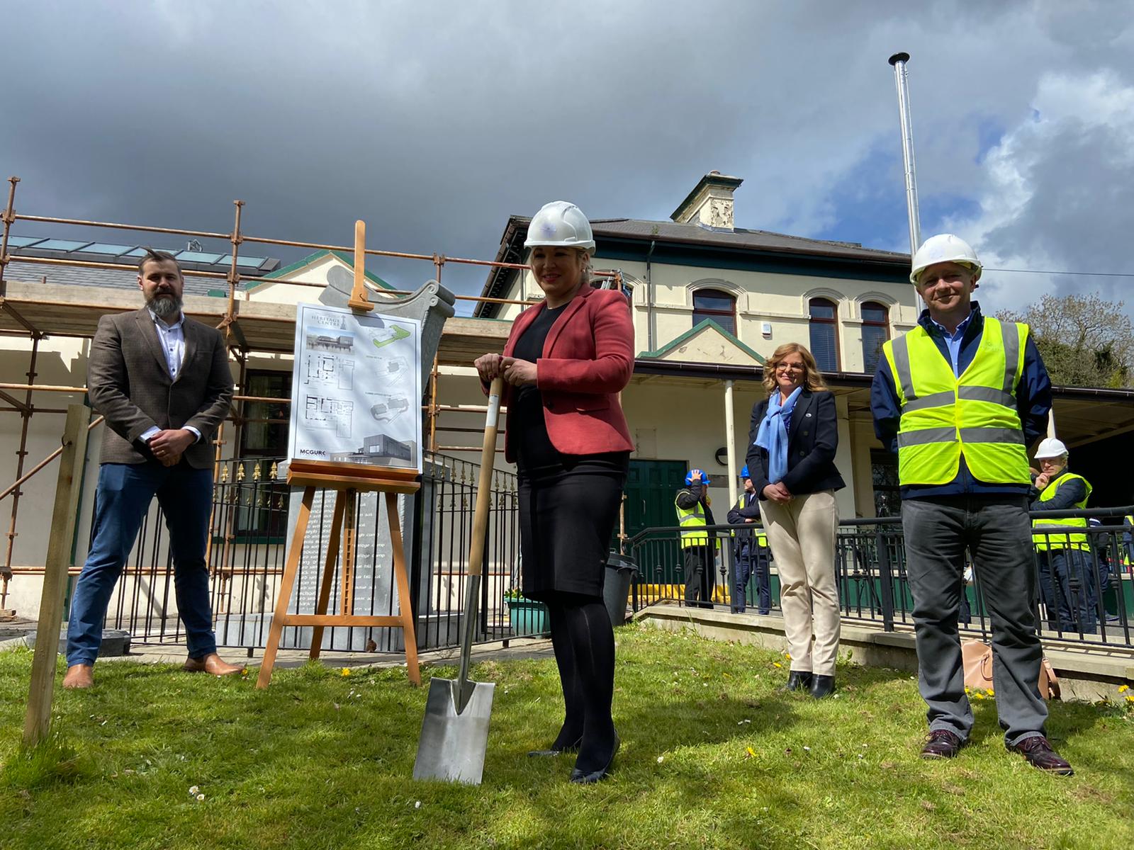 TOGETHER: Fáilte Feirste Thiar Director Harry Connolly, Deputy First Minister Michelle O\'Neill, SP&R Chairperson Cllr Tina Black, and Roddy McCorley Society Chair, David McGivern