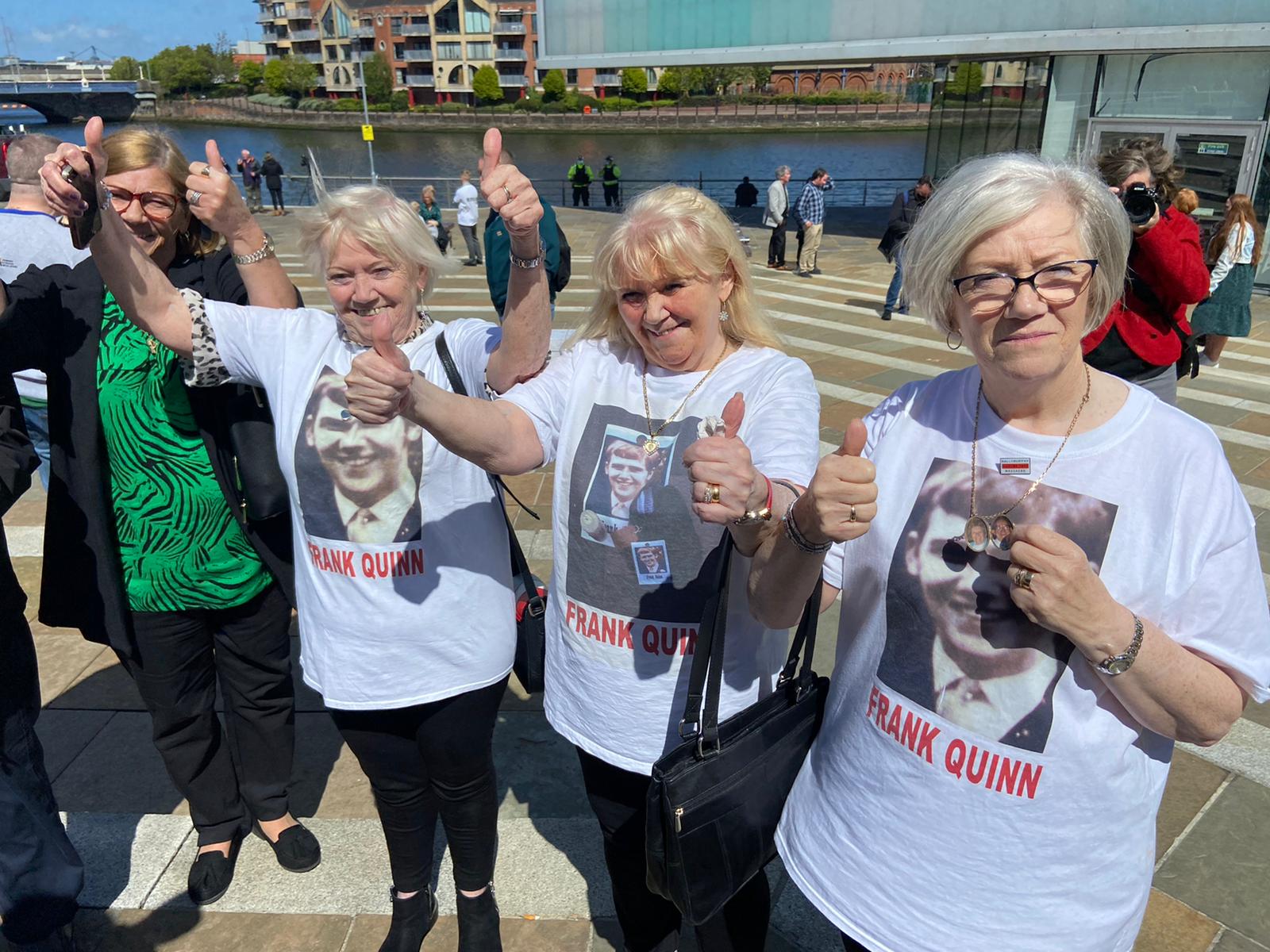 CELEBRATION: Ballymurphy Massacre families outside court following today\'s ruling