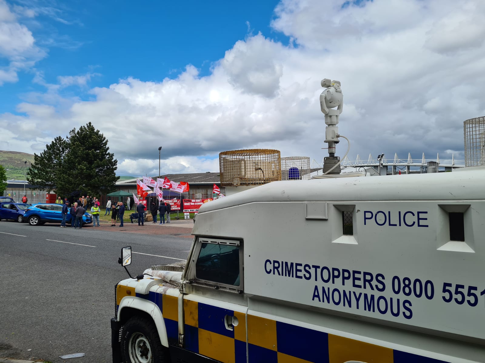 CONCERN: The PSNI observe striking Hovis workers