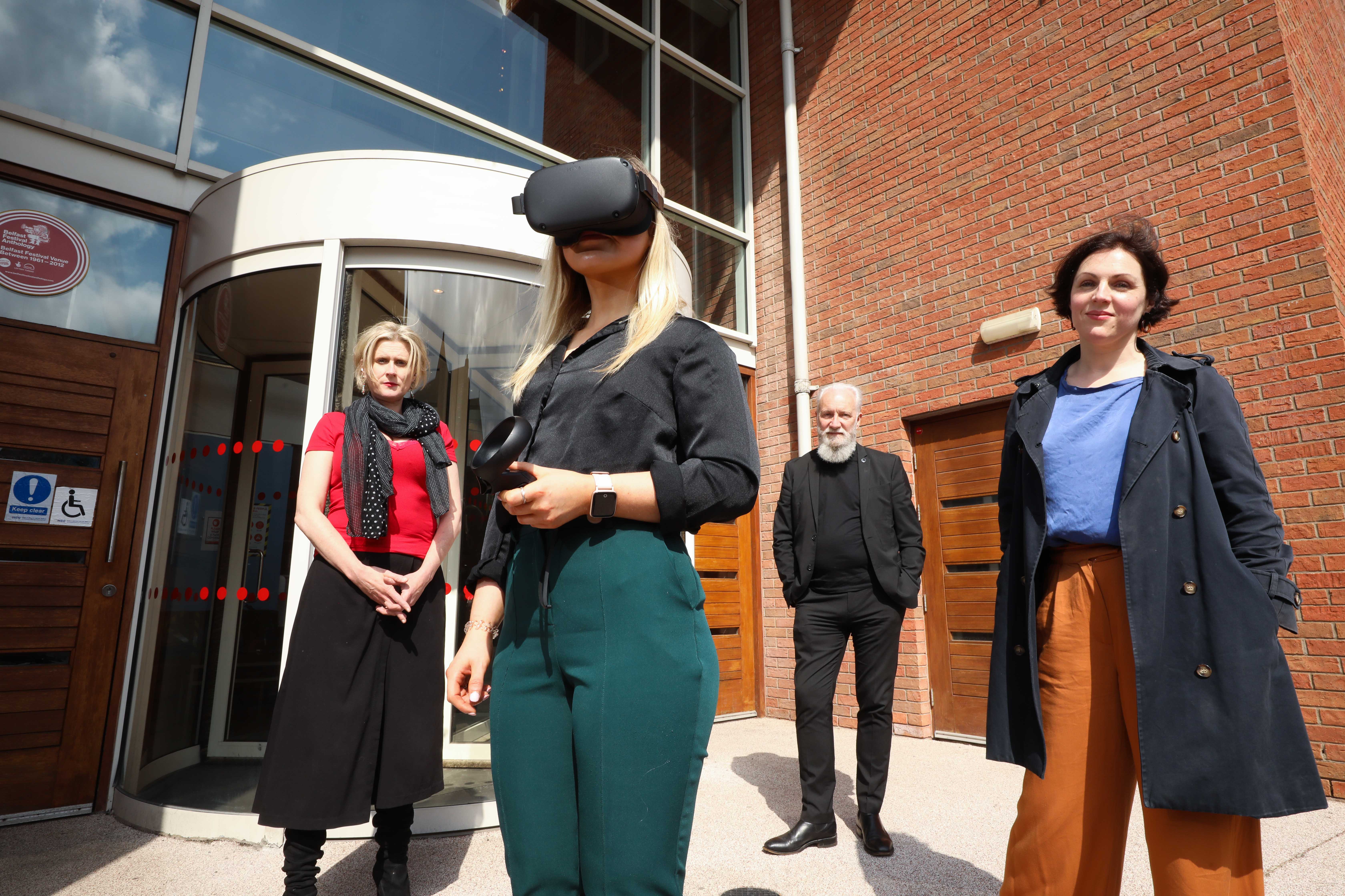 VIRTUAL REALITY: Maire McGrath (Mental Abuse Matters), Professor Paul Moore (Future Screens NI), and Lucy Baxter (Mental Abuse Matters and film creator)