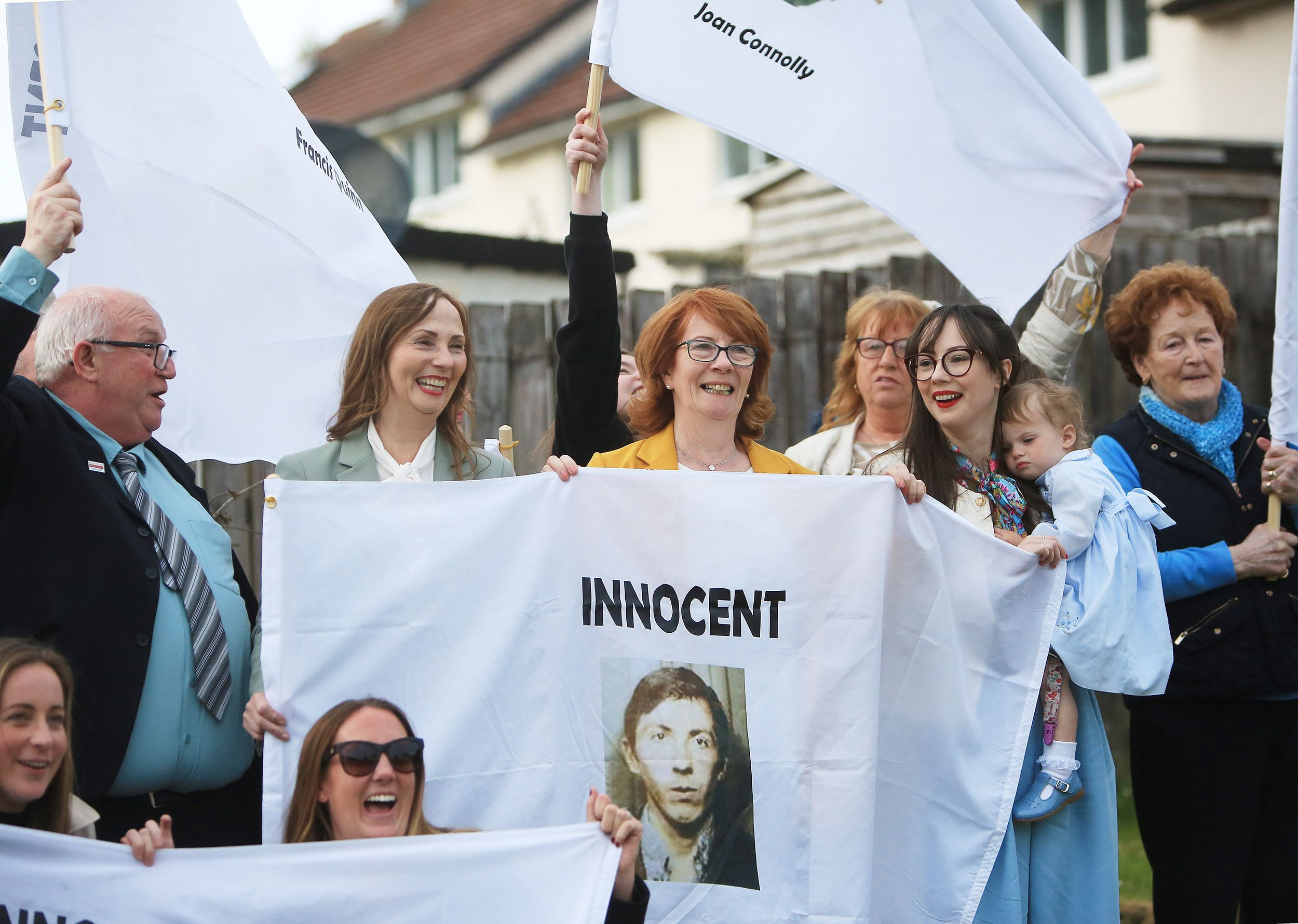 The Ballymurphy Families say their inquest joy was cut short by Boris Johnson\'s \"insincere\" apology. Carmel Quinn is second left