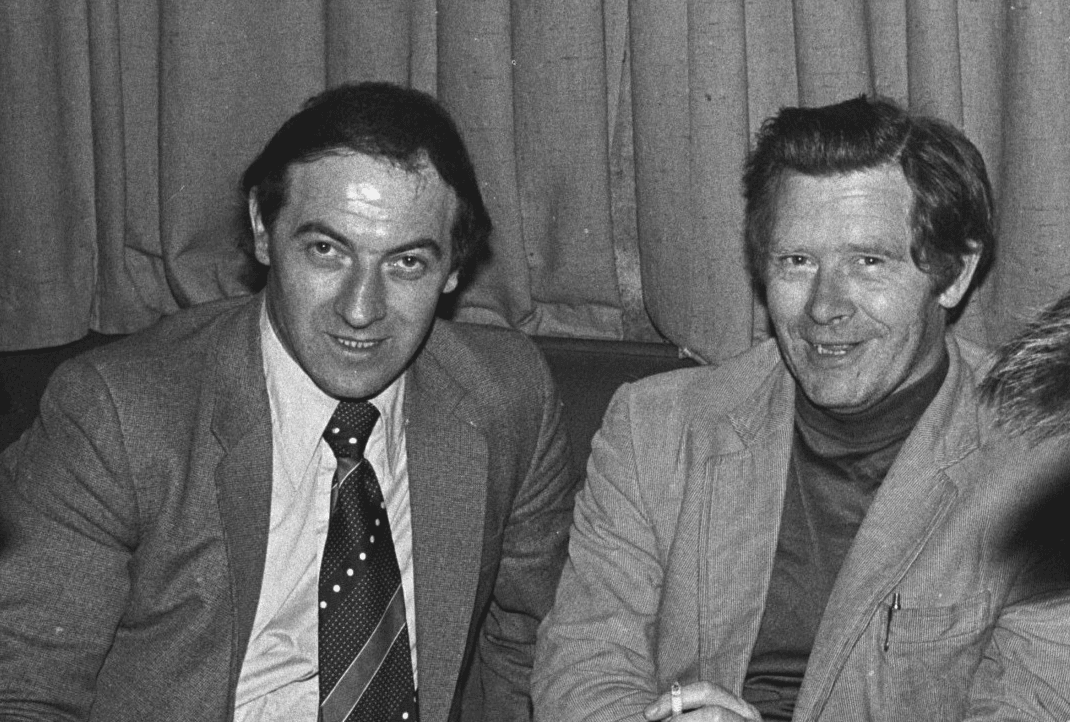 GAEL: Máirtín Mac Grianna (right) with his close friend and Irish language ally Albert Fry in 1981 at Cumann Chluain Ard.