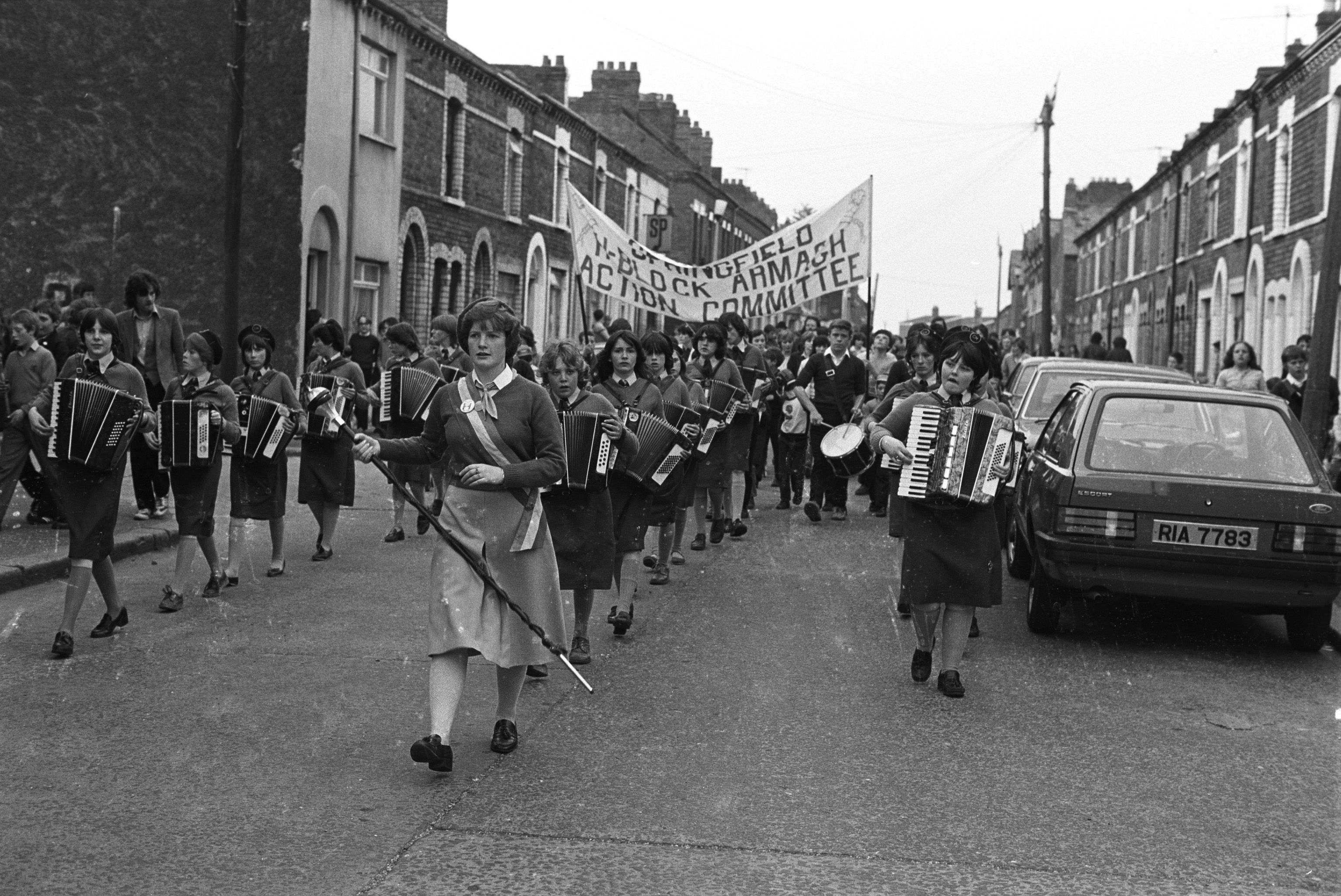 SUPPORT: An anti-H-Block/Armagh parade on the Springfield Road