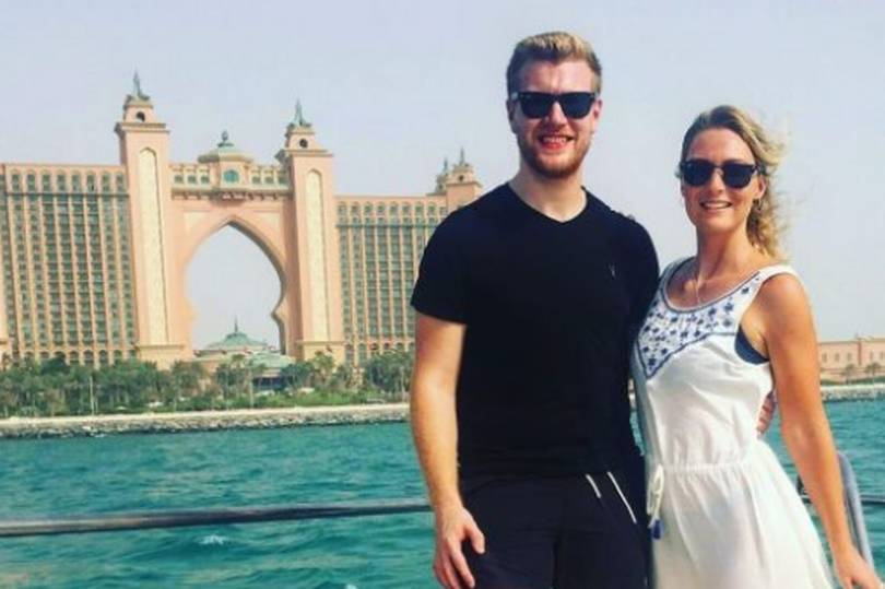 LOVE: Christopher Armstrong with fiancée Laura 