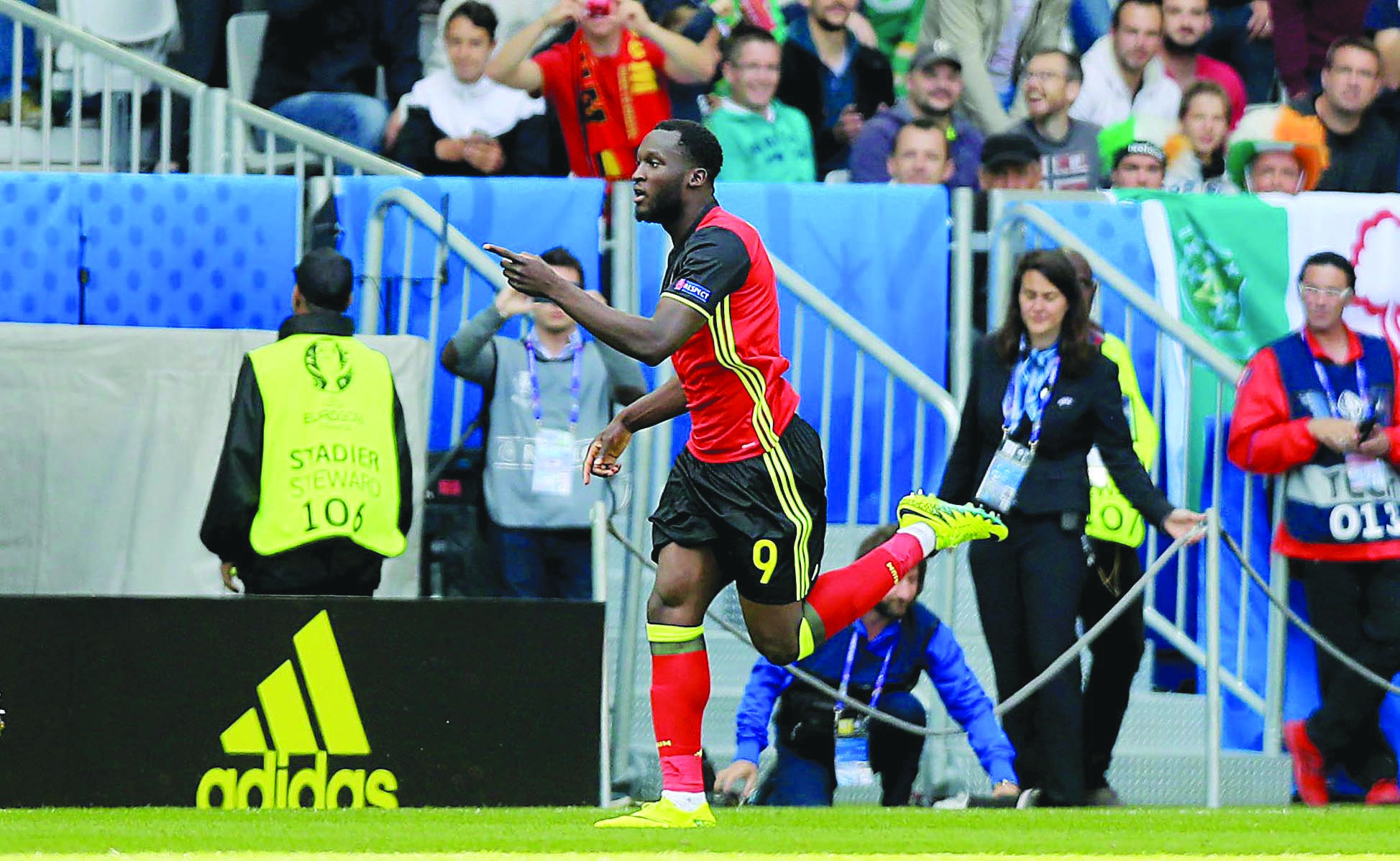Take Romelu Lukaku to open the scoring for Belgium against Denmark