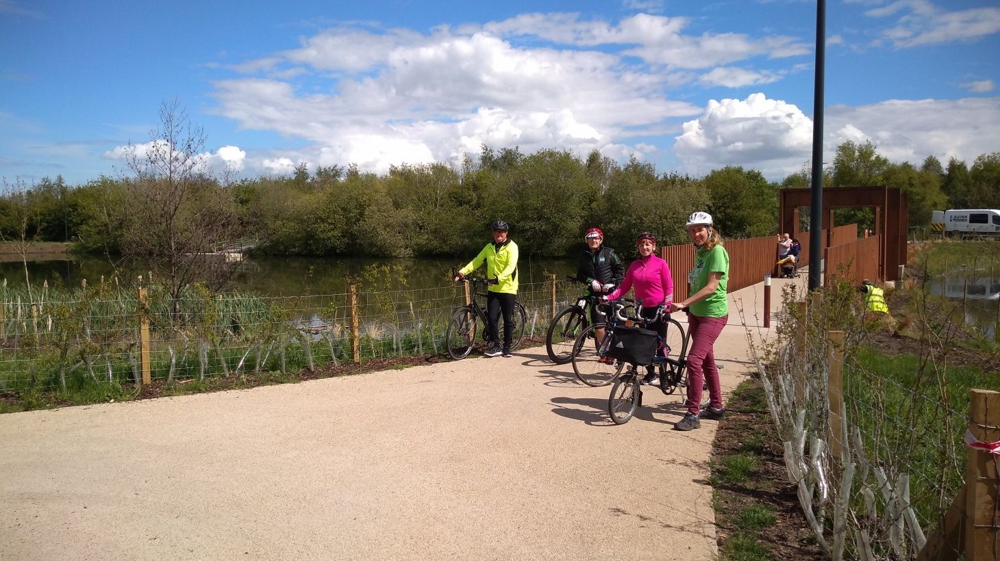 Forth Meadow Community Greenway volunteers taking part in cycle training at Springfield Dam