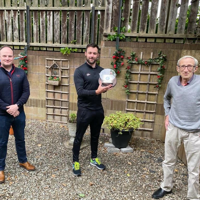 Padraig McCrory with British Boxing Board of Control\'s Dr Martin Duffy (Chief Medical Officer, left) and John Campbell (NI Area Secretary, right)