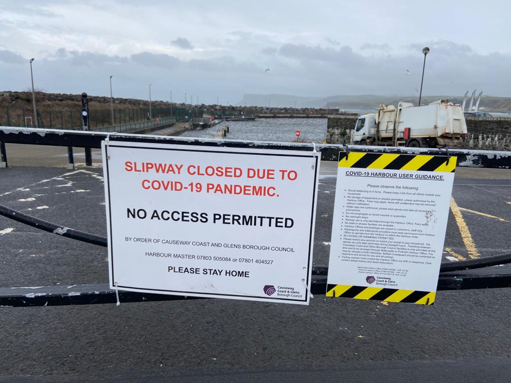 COVID CLAMPDOWN: The slipway to the Rathlin ferry at Ballycastle closed to visitors.