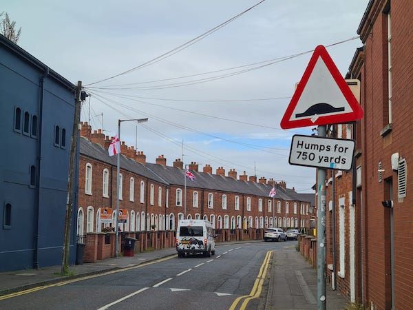 CONTENTIOUS: Flags flying In Sunnyside Street in the Ormeau Road area