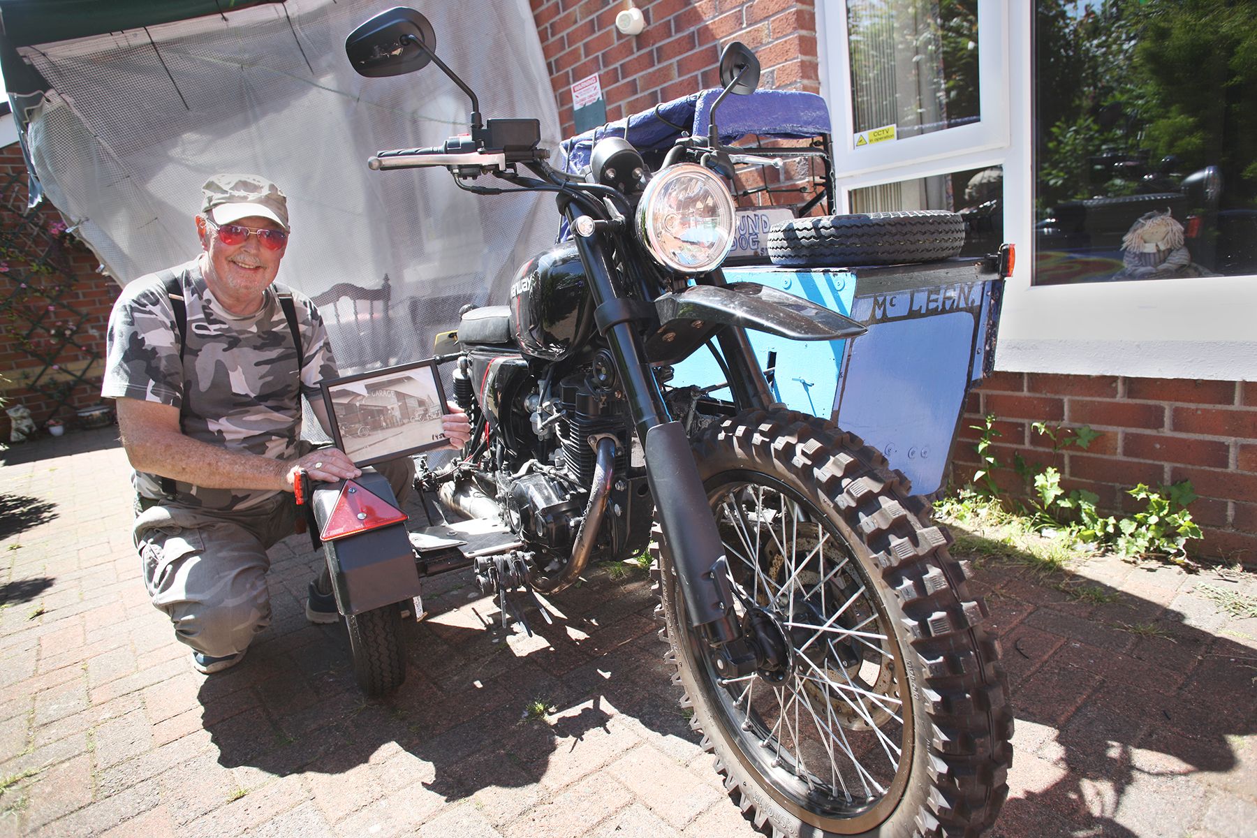 ON YOUR BIKE: Hugh McLean made the sidecar from scratch 