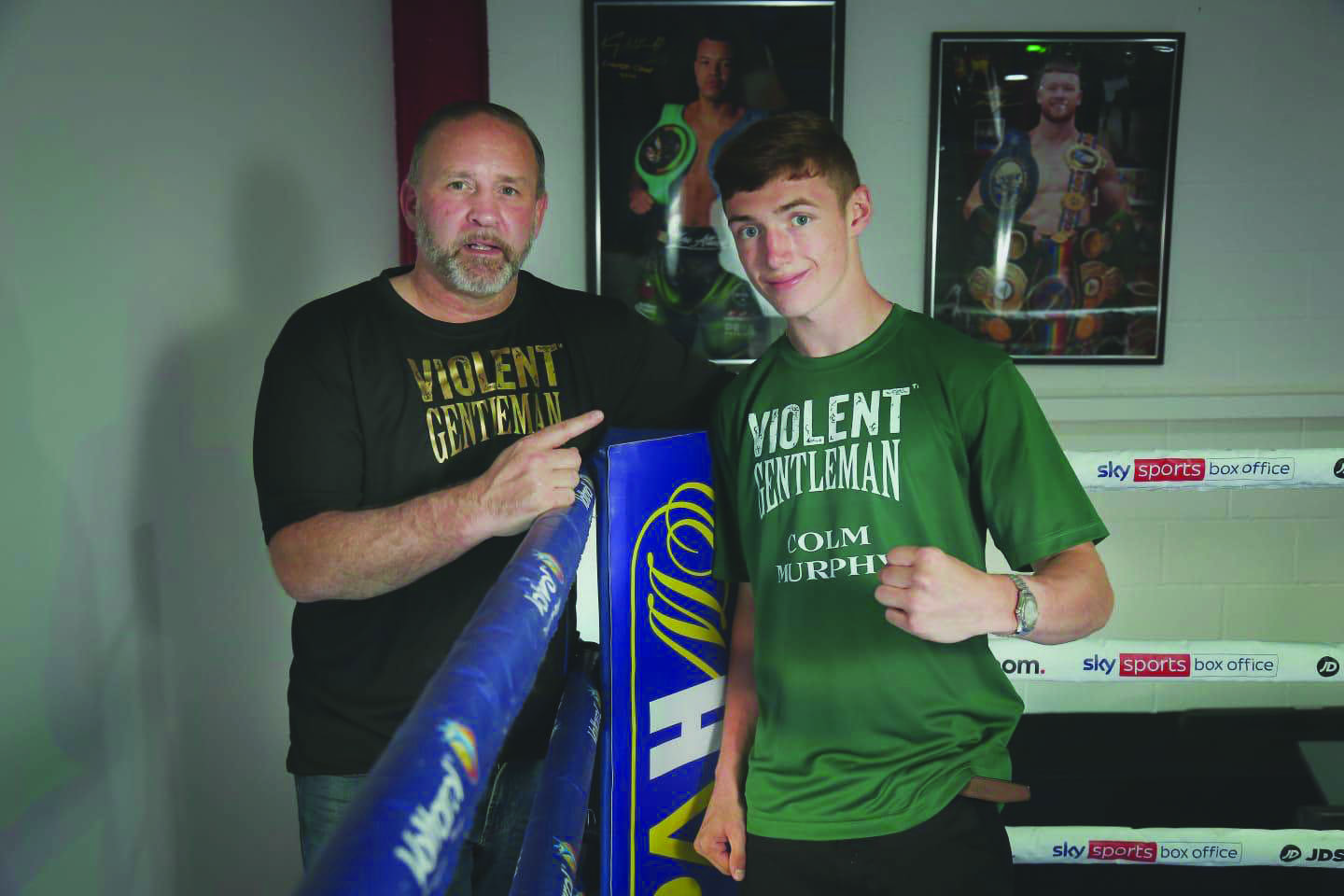 Colm Murphy with manager Mark Dunlop after the former St George’s amateur signed a promotional contract with MHD Promotions