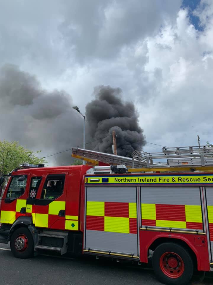 BLAZE: The fire at the recycling plant on the Limestone Road broke out just before 5pm on Monday
