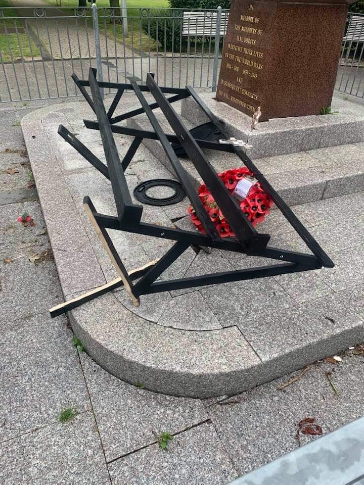 VANDALISM: The war memorial in Glengormley has been targeted once again.