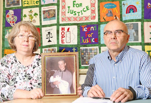 DETERMINED: Damien Walsh\'s mother, Marian, with Paul Butler of Relatives for Justice