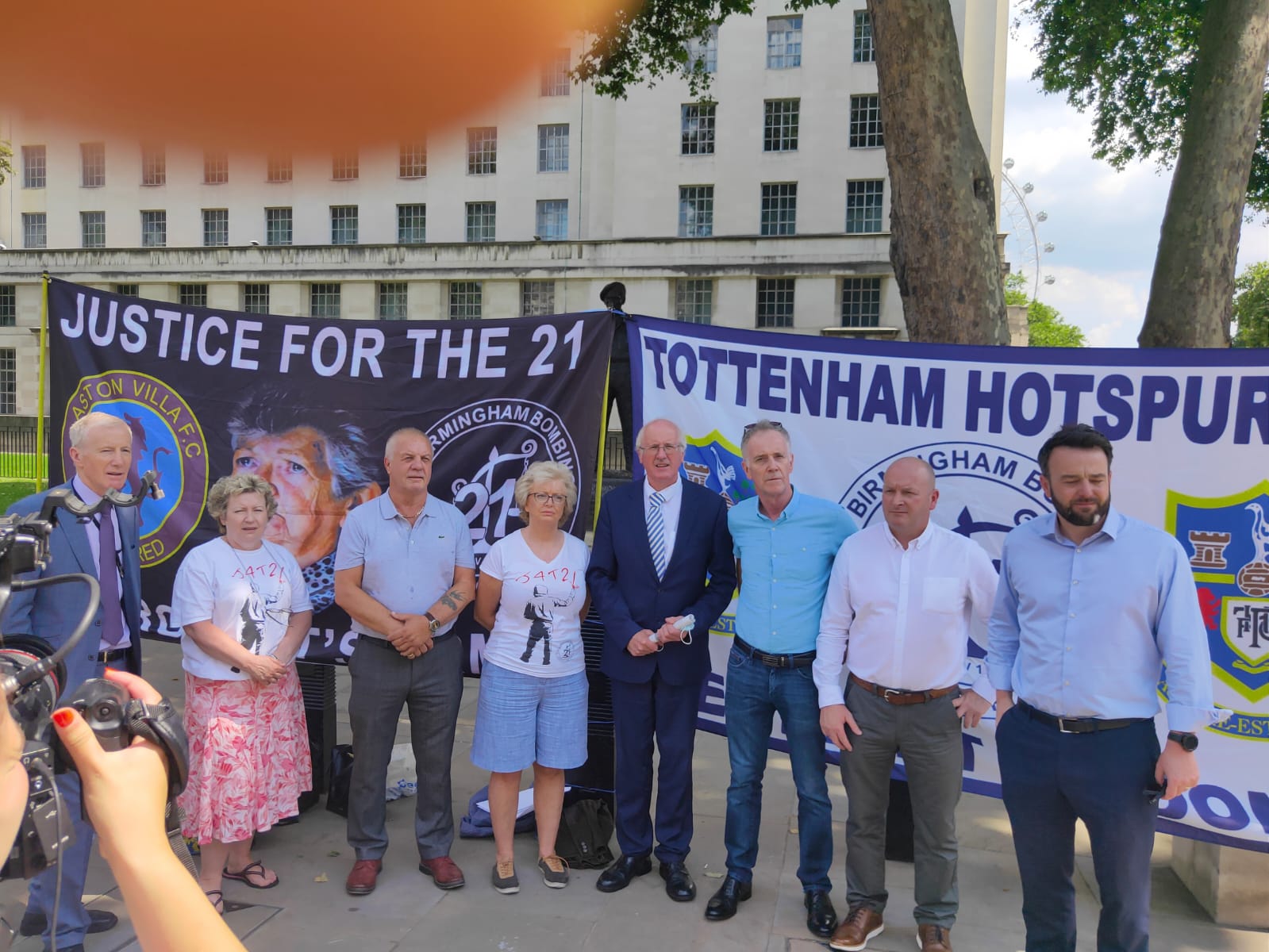 DEMONSTRATION: Raymond McCord and Billy McManus with MPs in London on Tuesday