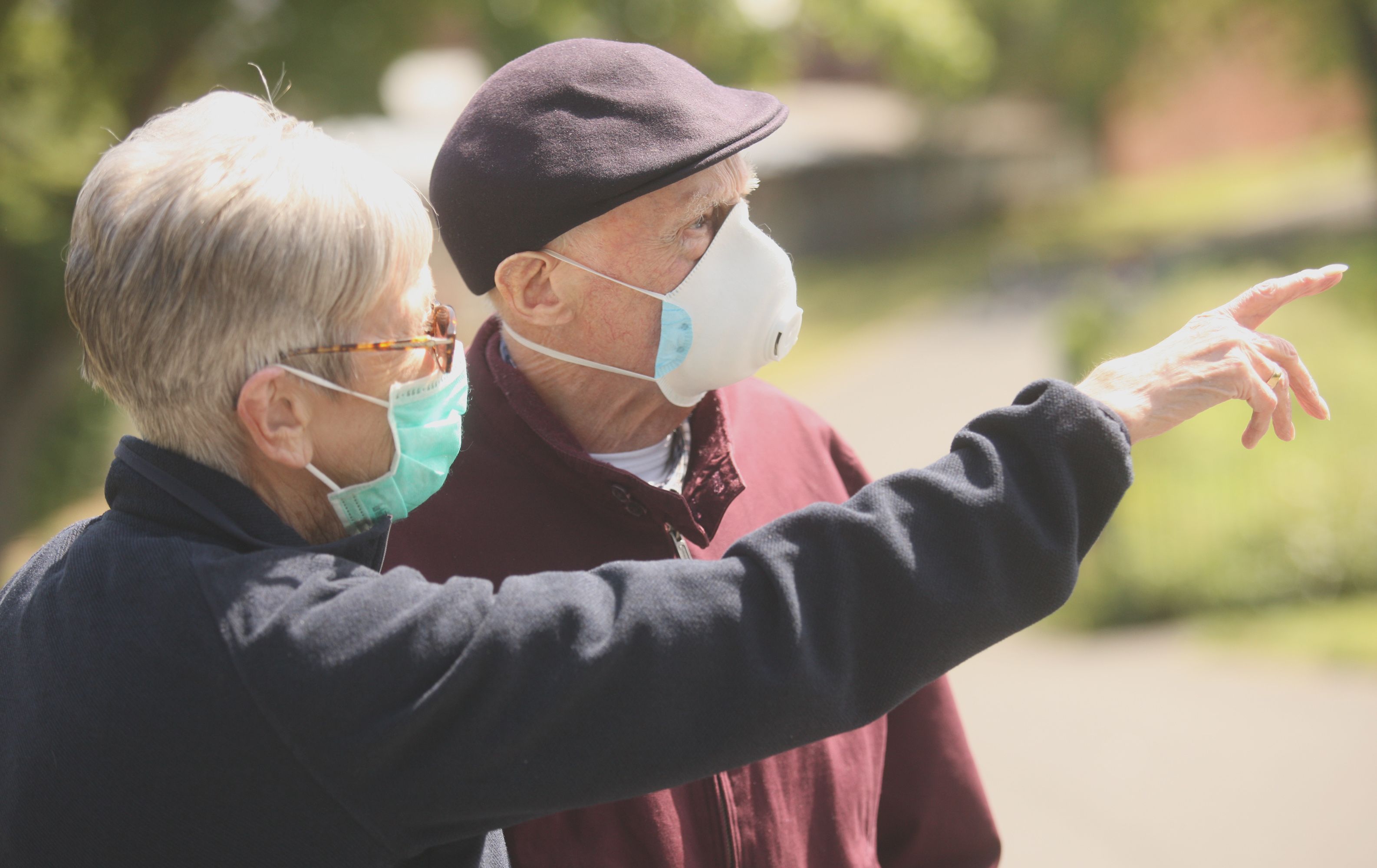 COVID PRECAUTIONS: A masked couple walking in South Belfast during the first Covid surge