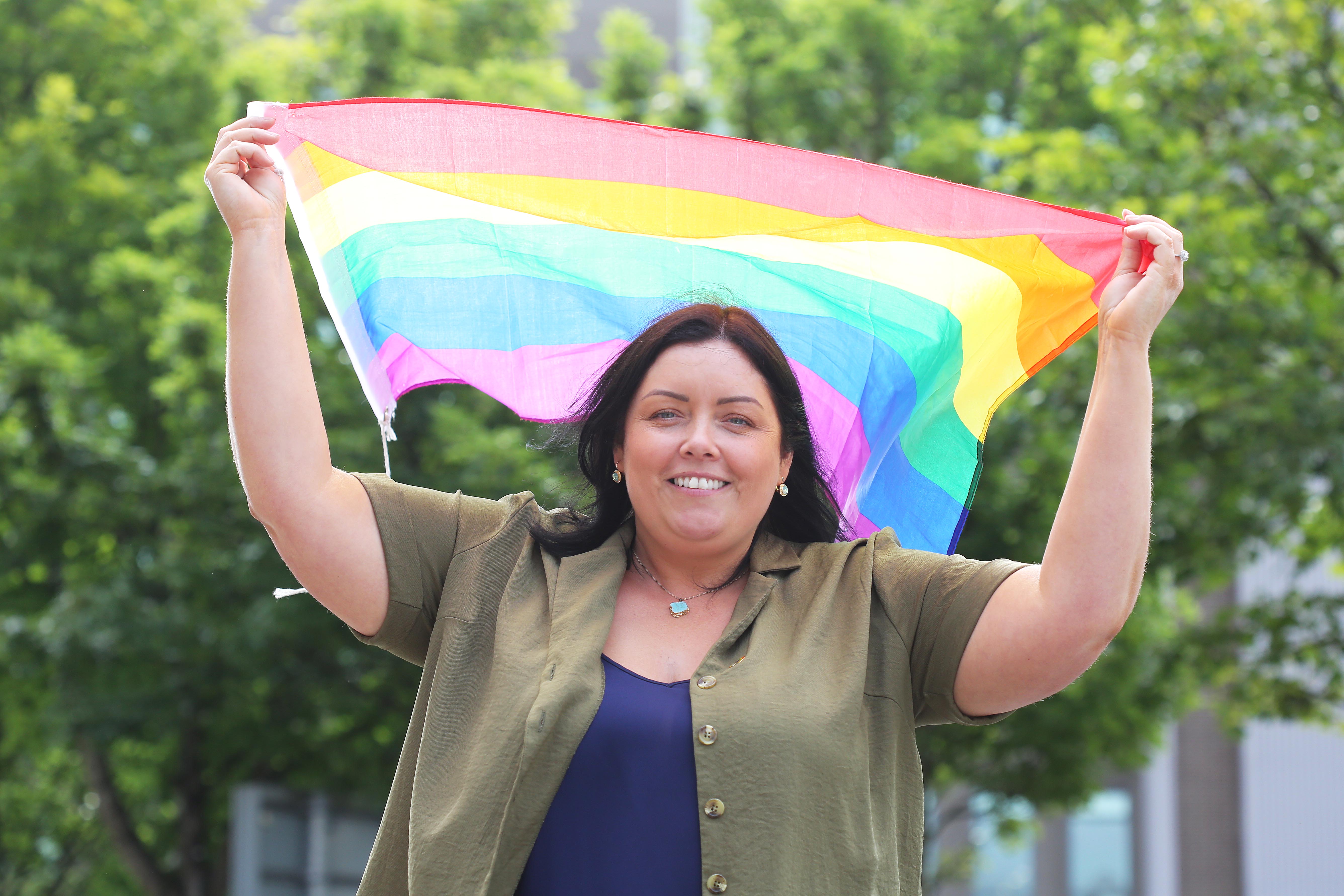 PRIDE SUPPORT: Deirdre Hargey flies flag for Pride