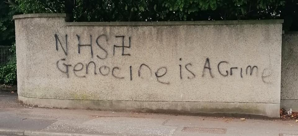 SICK: Anti-NHS graffiti on the Antrim Road