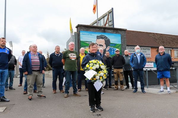 IN MEMORY: Robert Savage, member of Casement Social Club, led a wreath-laying ceremony in honour of Roger Casement whose 105th anniversary occurred on August 3