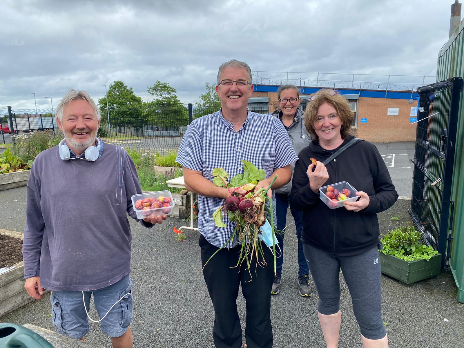 BOUNTY: Flair Campbell, Ciarán Cahill, and Sara Boyce from Gairdín an Phobail