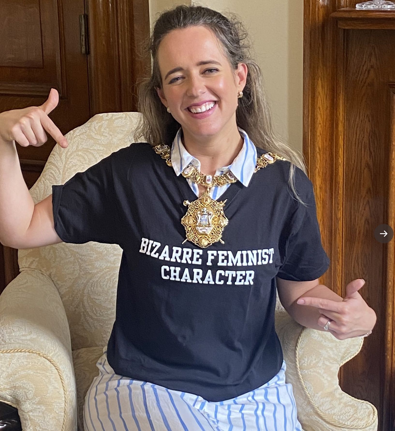 PARLOUR PALS: Lord Mayor Kate Nicholl with one of Reverend Karen’s distinctive new t-shirts