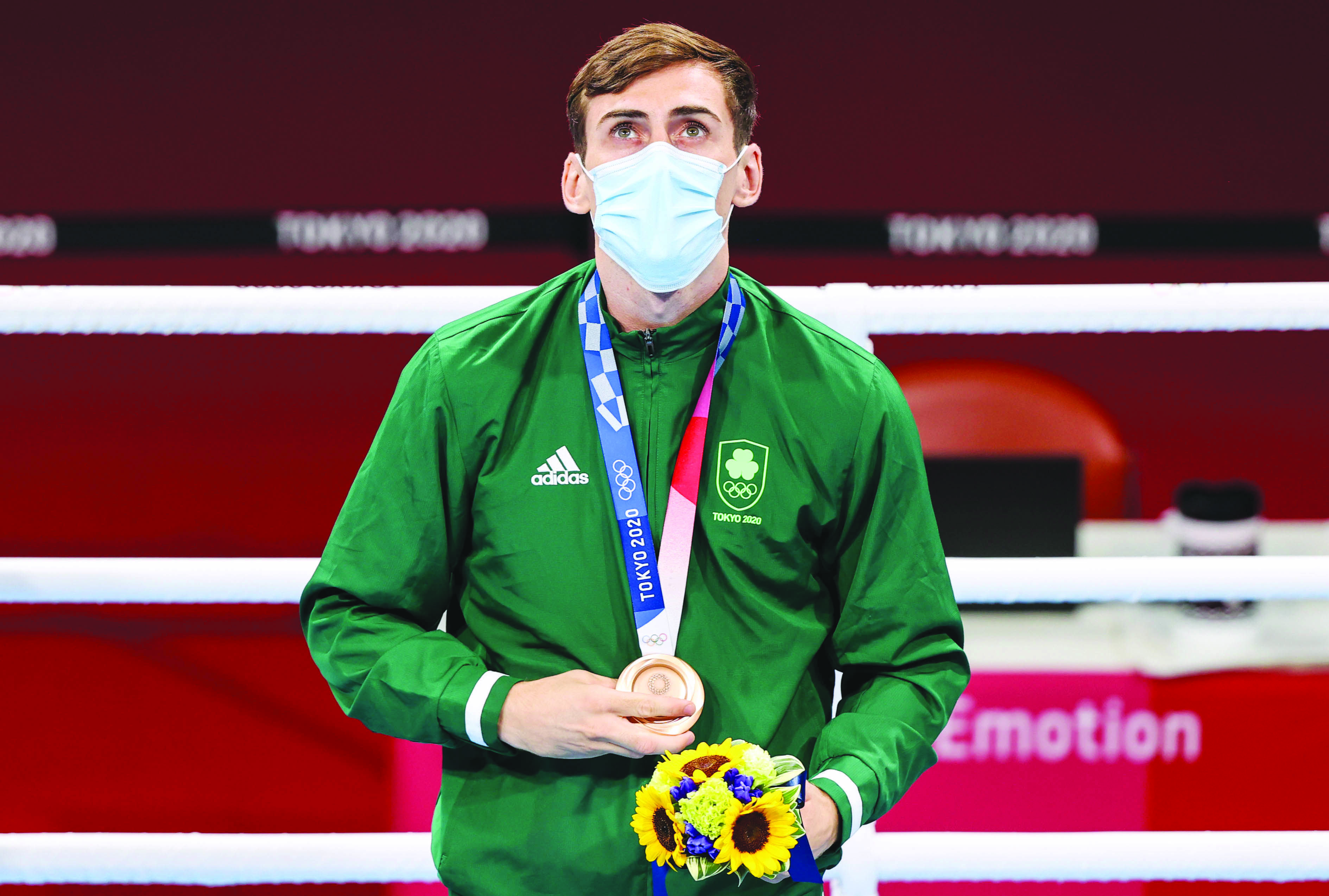 Aidan Walsh with his bronze medal at Tuesday’s presentation ceremony