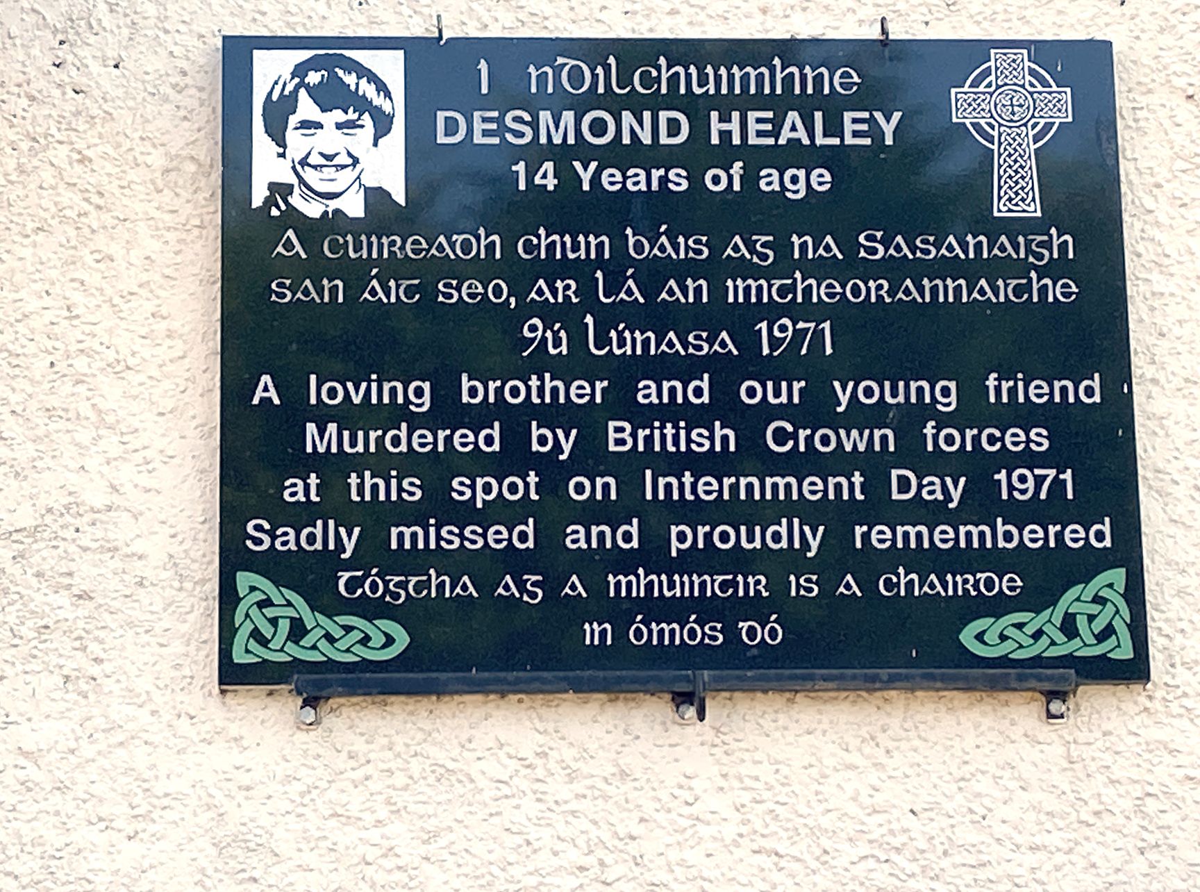 NOT FORGOTTEN: A plaque to Dessie Healey in Lenadoon Avenue