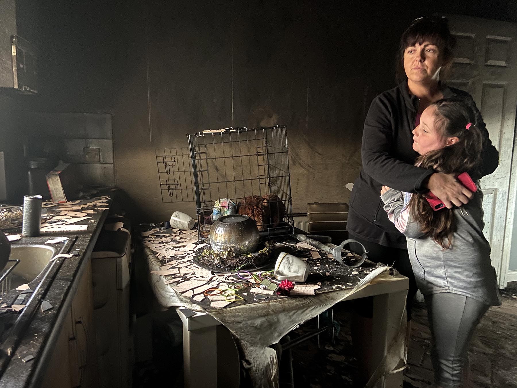 DEVASTATION: The fire which destroyed Danielle Broderick\'s home has left her family homeless 