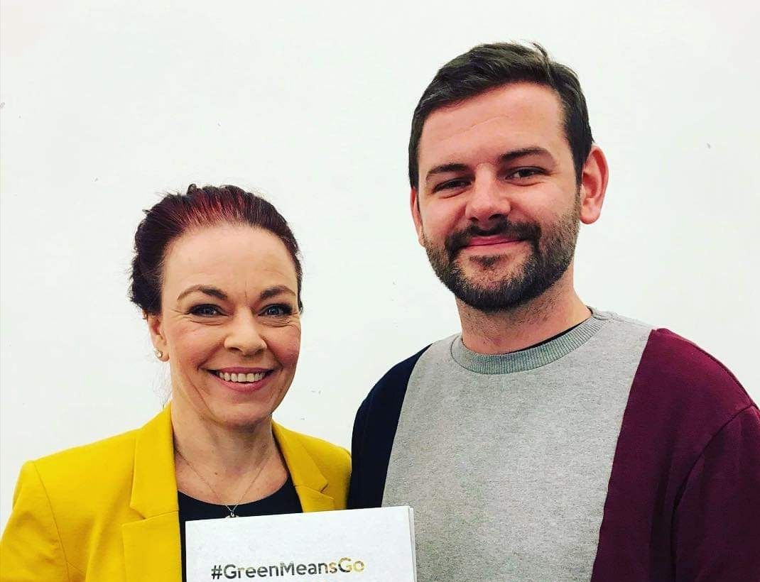 COMMITMENT: Green Party Leader Clare Bailey with party colleague and West Belfast rep, Stevie Maginn