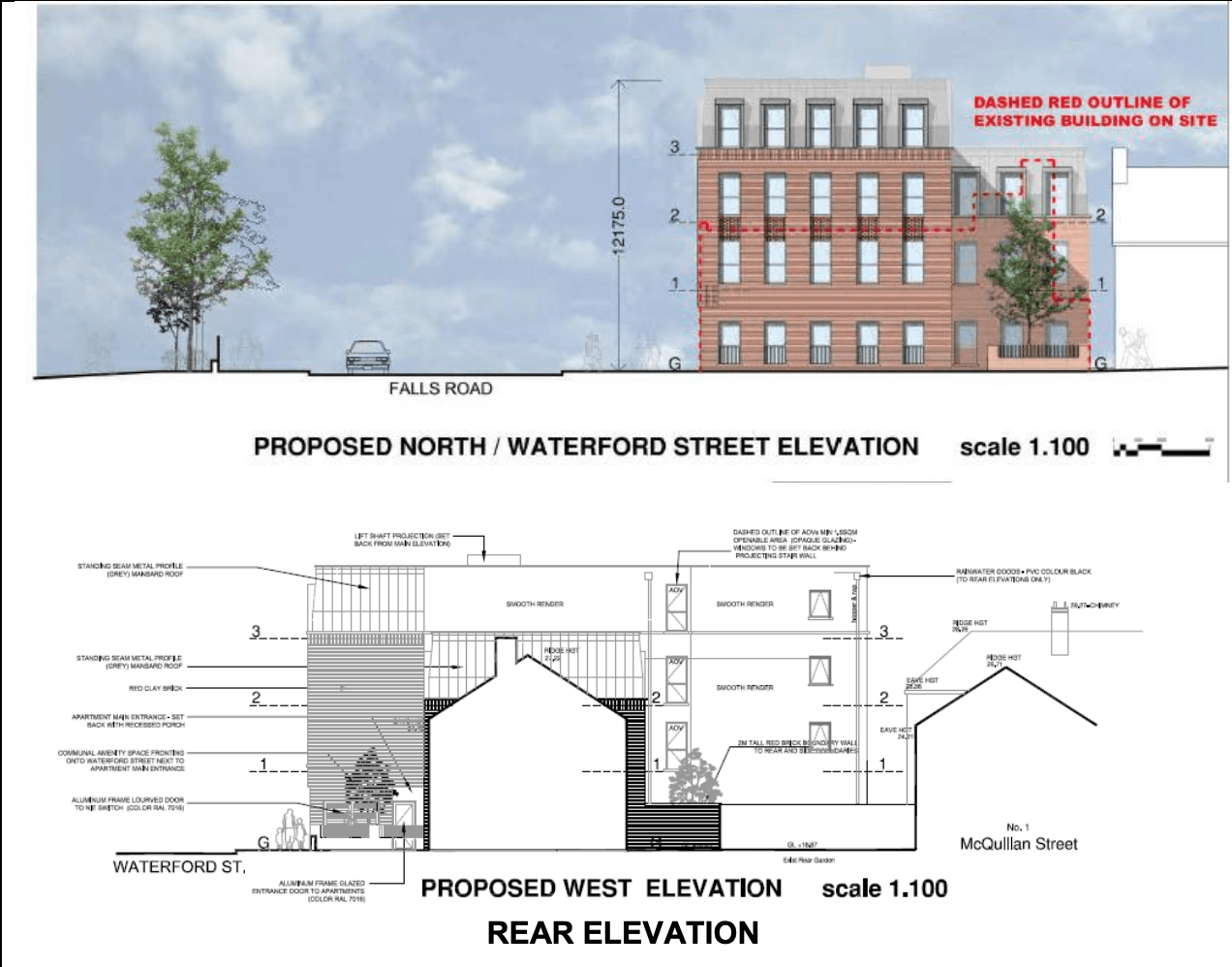 PLANS: Drawings for the proposed development on the Falls Road