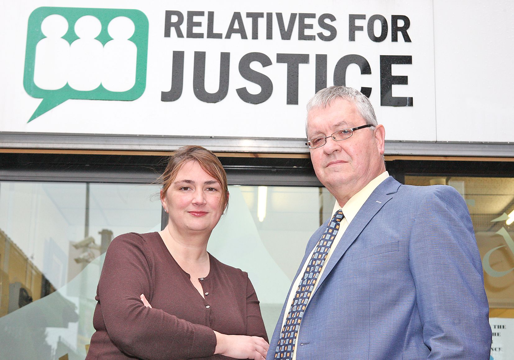 ASSISTANCE: Andrée Murphy and Mike Ritchie from Relatives for Justice who are advising applicants to seek assistance in the process