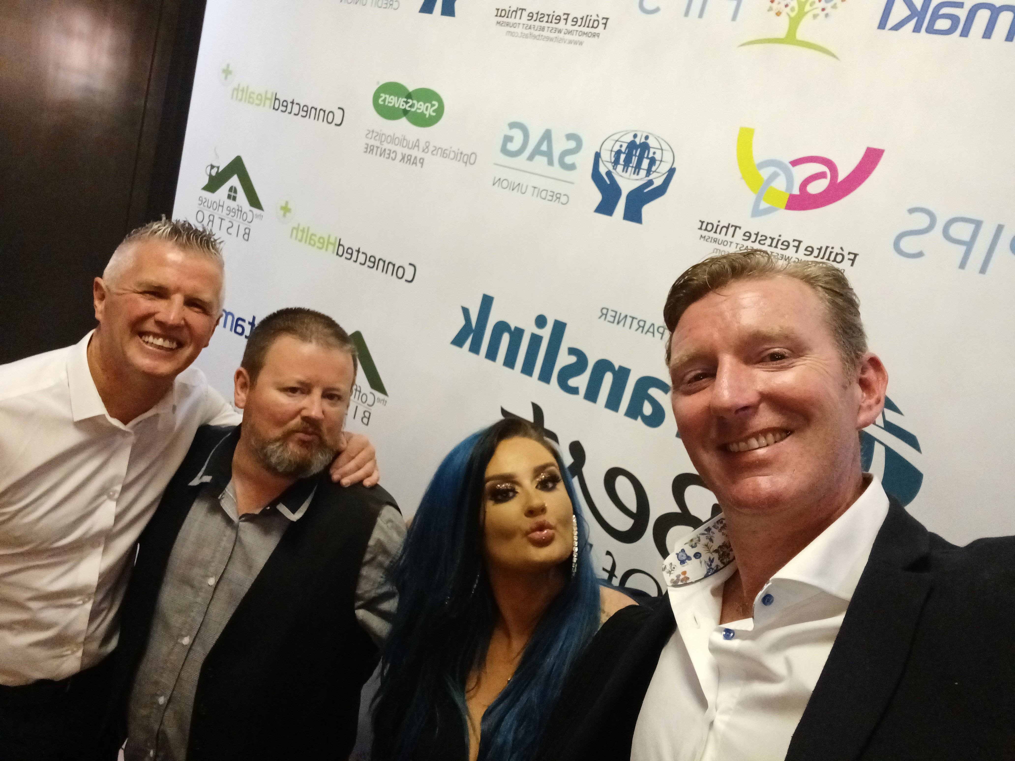 FATHER AND DAUGHTER: Rab and Keeva Boyle, centre, with Jim Conlon, Best Driver nominee, and Translink’s Belfast Area Manager, Damien Bannon