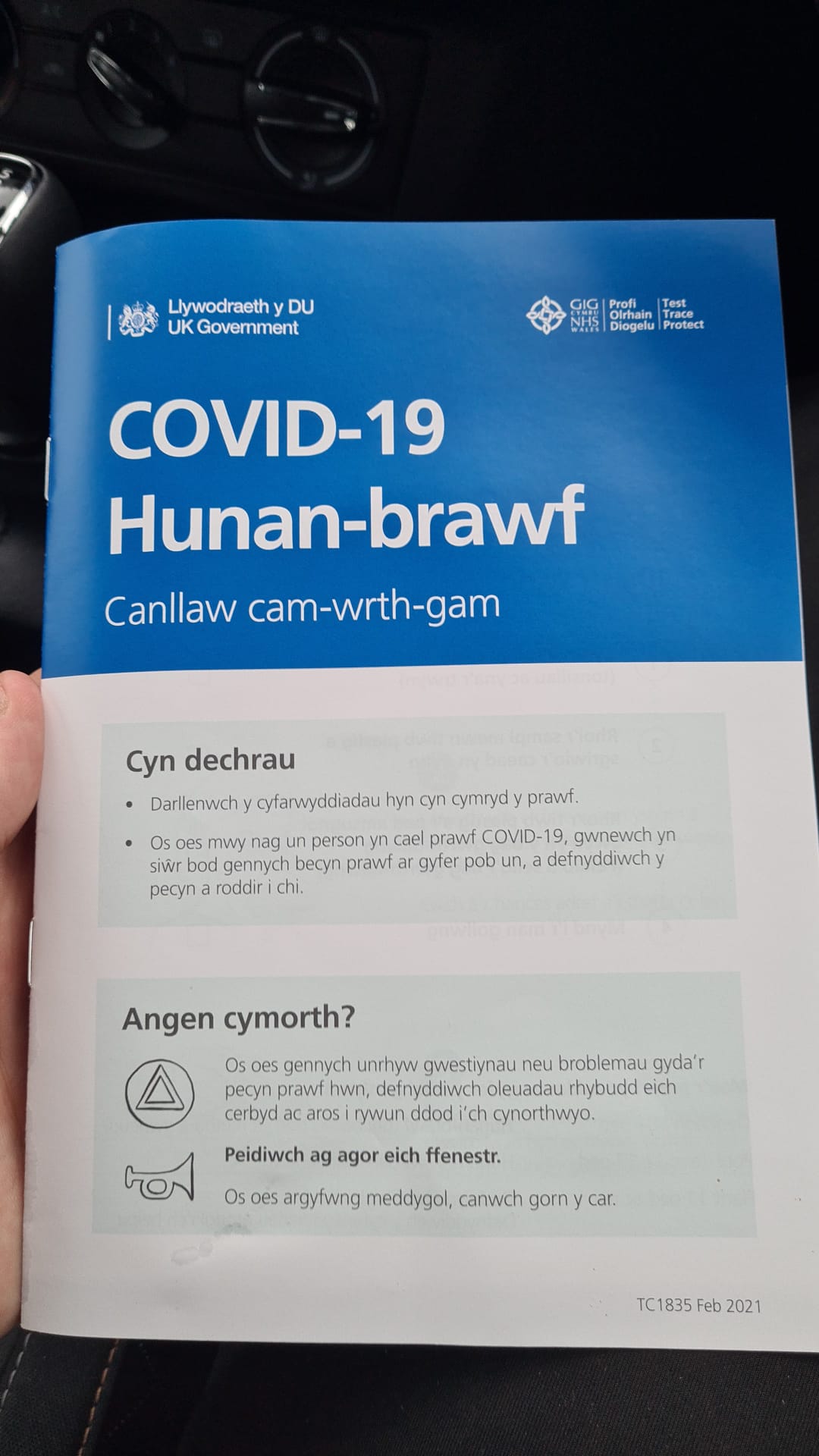 NO IRISH: A step-by-step guide for Covid-19 testing is providing in both Welsh and English