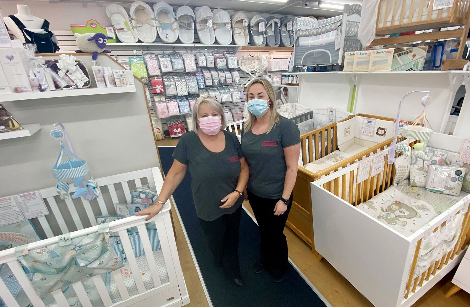 SHOP LOCAL: Erin Copeland and Eleen Luke from Sandra\'s Nursery Corner are encouraging shoppers to spend their High Street Voucher in local businesses