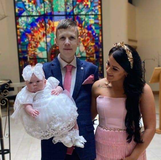 RIP: Marc Amos (26) with his fiance, Cliodhna Cosgrove, and the couple\'s daughter, Darcie