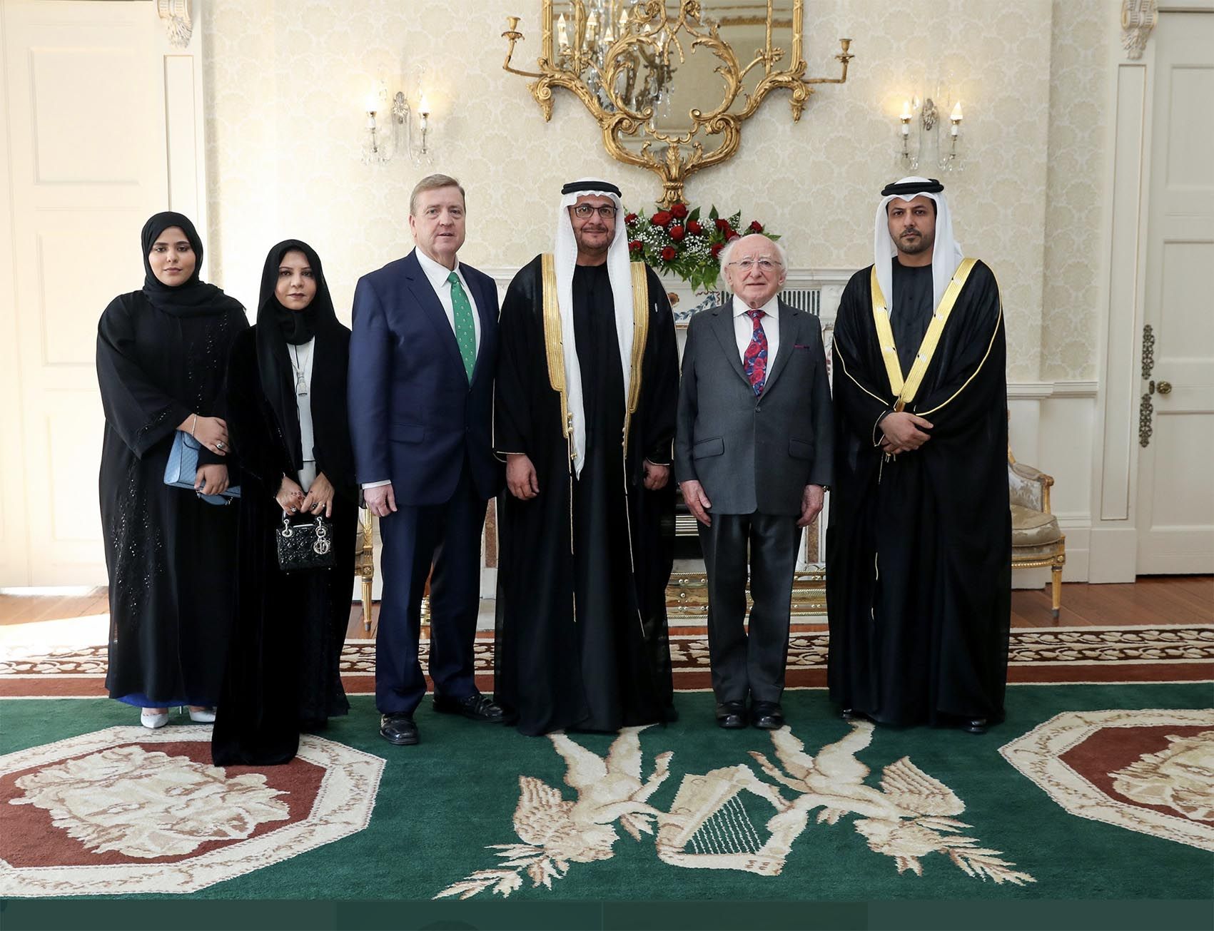 INVITATION: The UAE Ambassador to Ireland, Mr Sultan Al Ali (third from right),  was accompanied by his family when he presented his credentials to President Michael D. Higgins