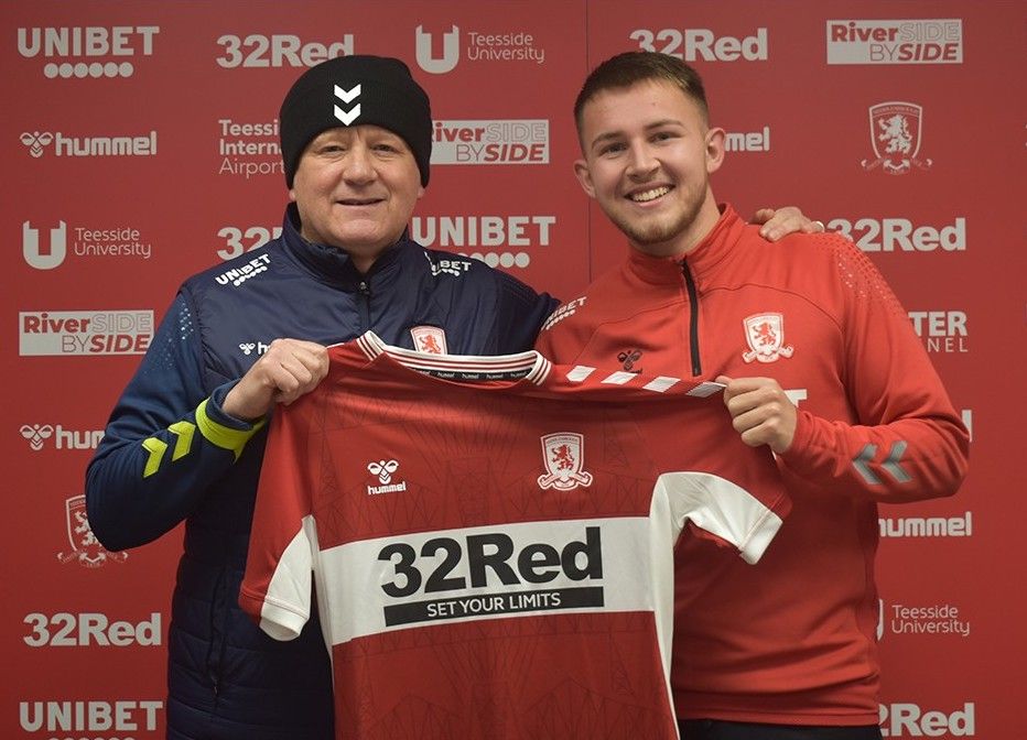 Caolan Boyd-Munce with Middlesbrough manager Chris Wilder
