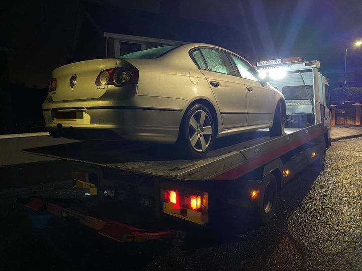 SEIZED: The car was recovered in the Gransha area after being driven at police on the Glen Road