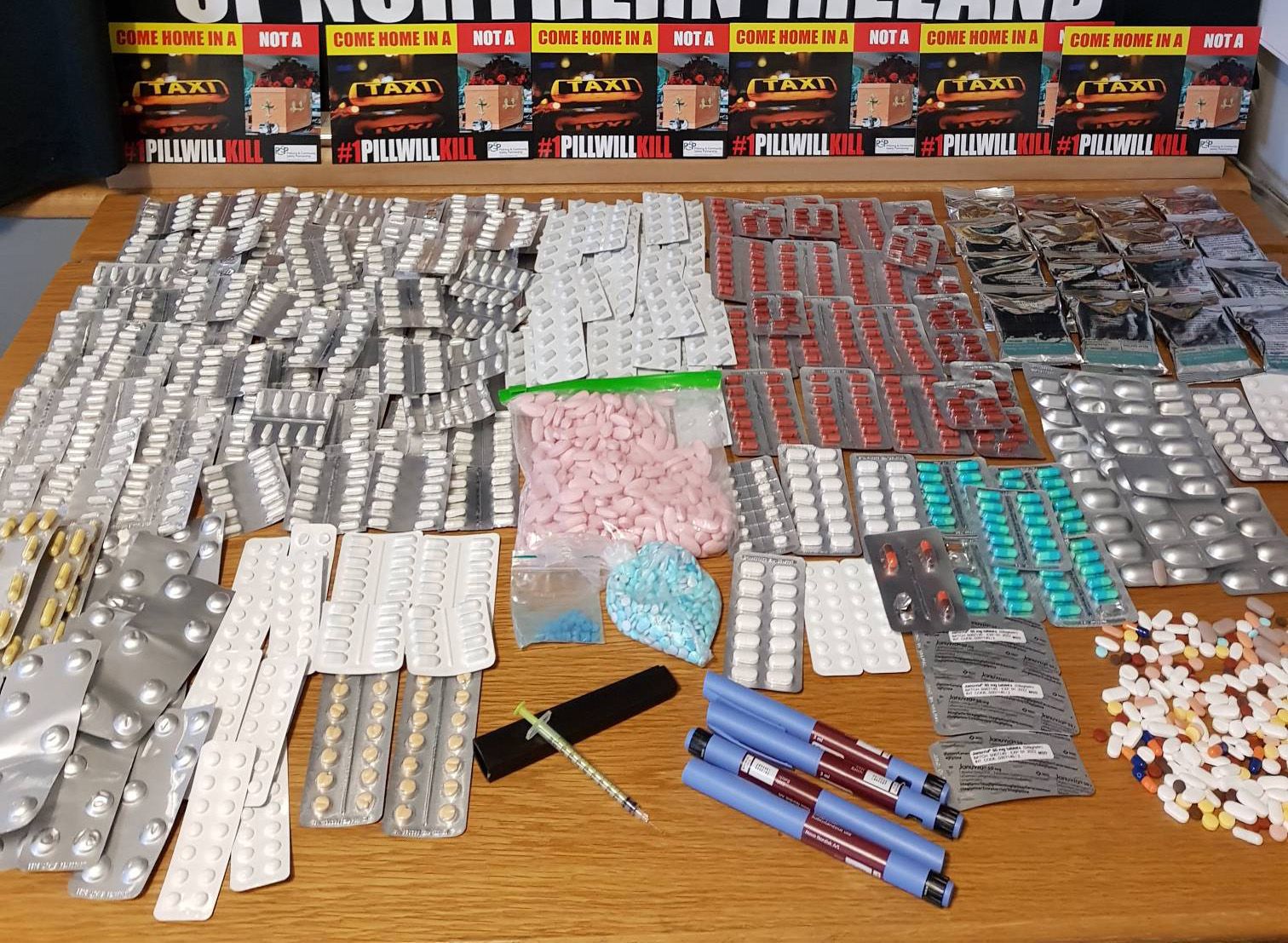 RECOVERED: The large quantity of drugs recovered from local BDACT (Belfast Drug and Alcohol Coordination Team) bins in North Belfast over the Christmas period