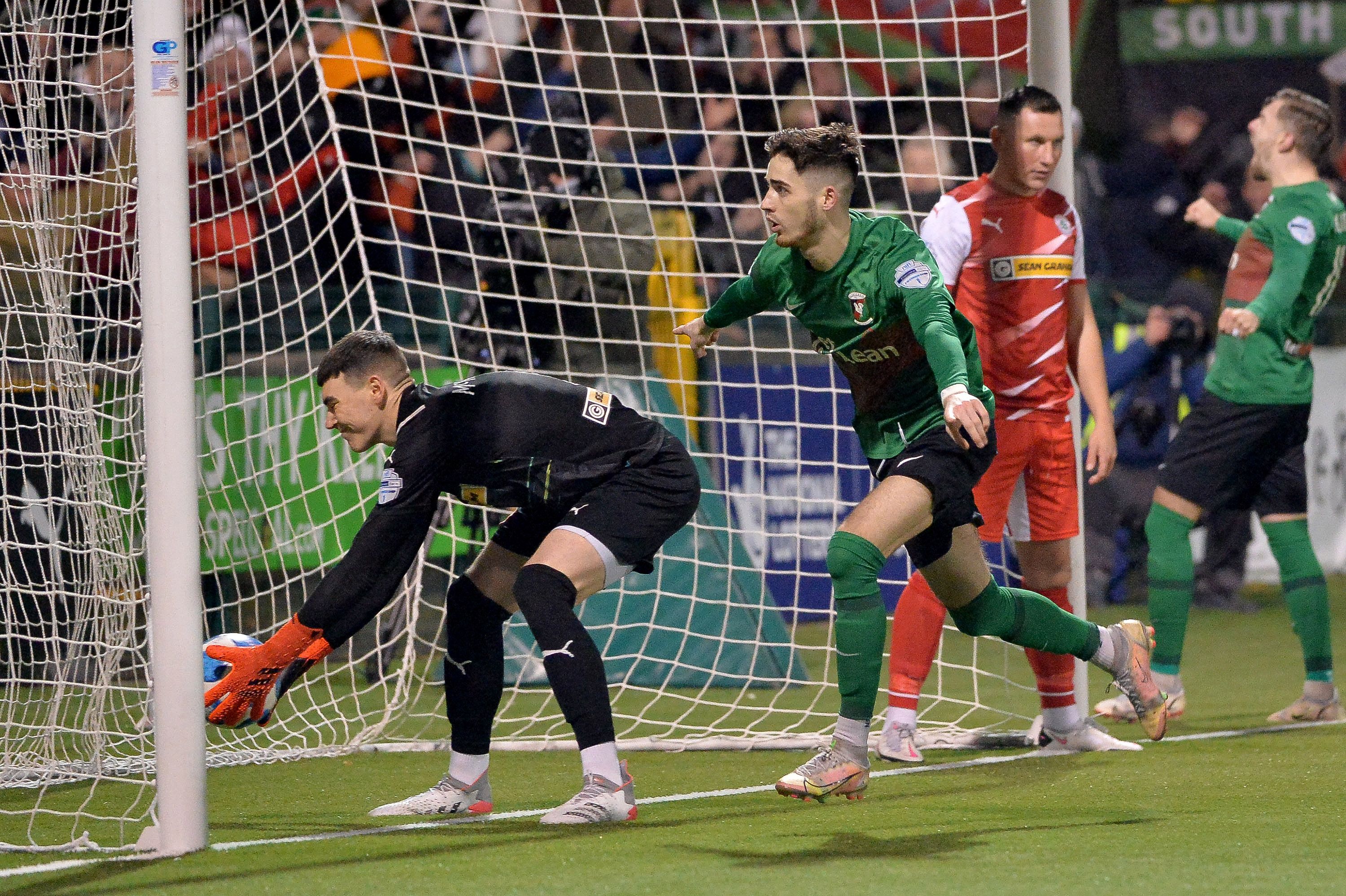 Jay Donnelly wheels away after netting the winner at Solitude on Monday 