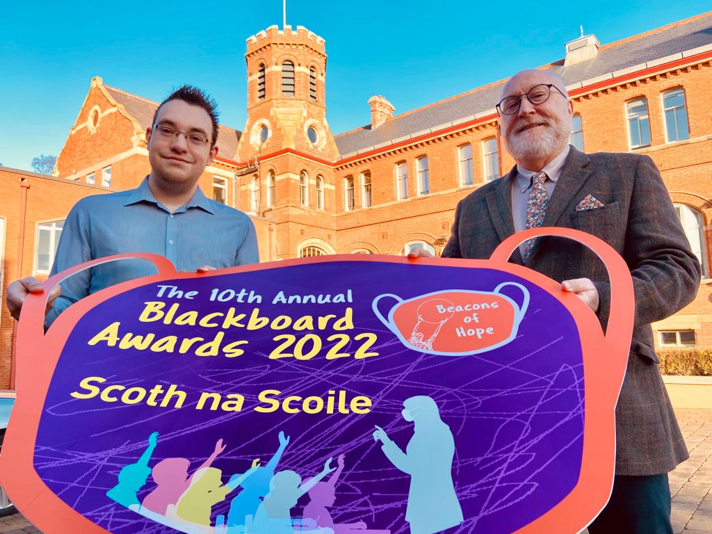 RECOGNISING OUR TEACHERS: Conor McParland from Belfast Media with Peter Finn, Principal of St Mary\'s University College