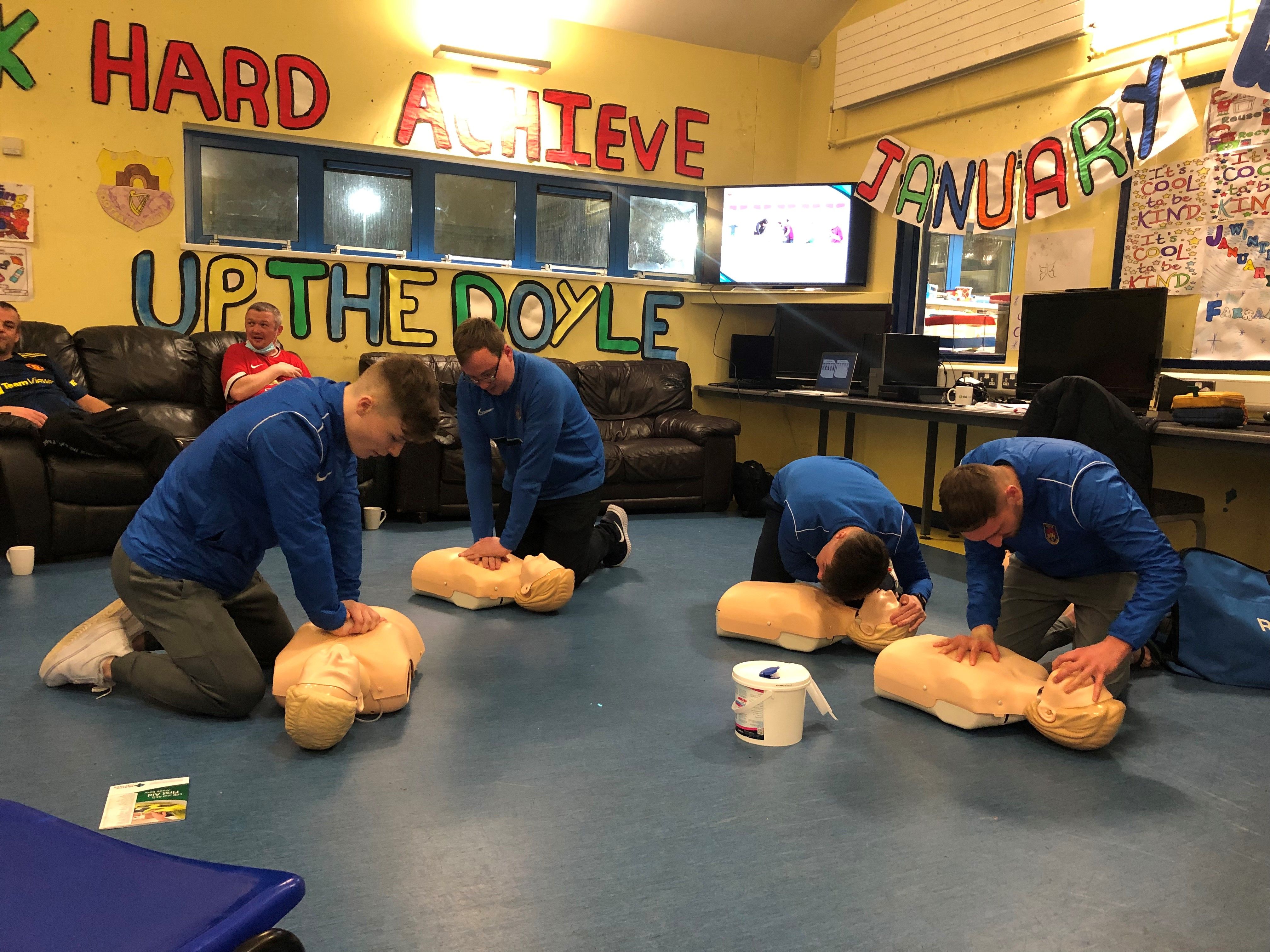 LIFE-SAVING: Doyle Youth Club members being trained on Wednesday evening