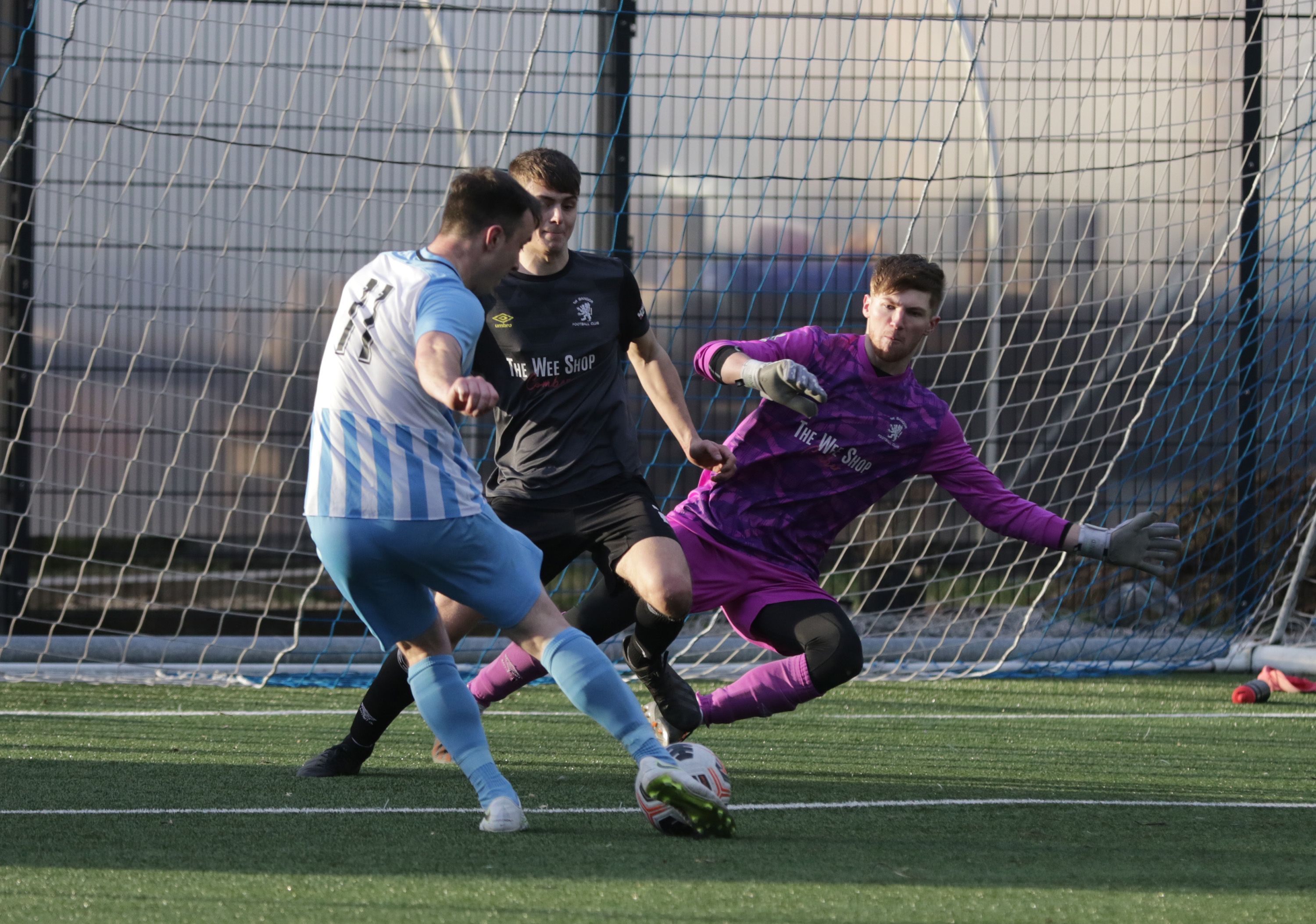 James Haughey shots during Immaculata\'s win over 1st Bangor at \'The Cage\' on Saturday